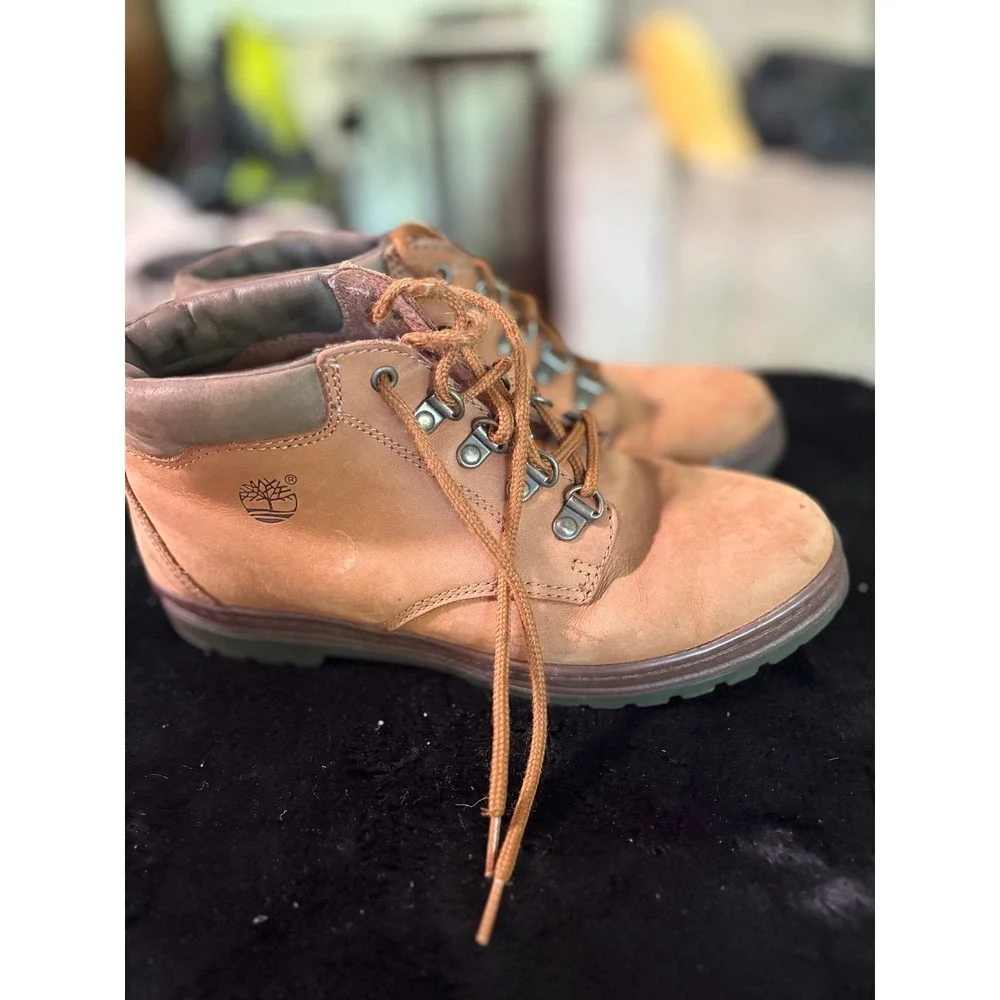Timberland Mens Tan Nubuck Leather Ankle Hiking Boots Size 8 M 52100